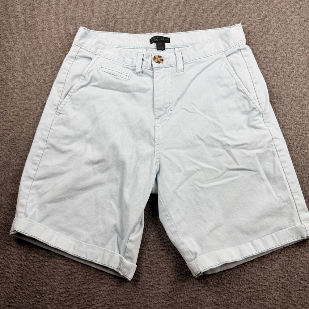 14th & Union Chino Shorts Men's 31W Light Blue Slim Fit Stretch Cotton Cuffed
